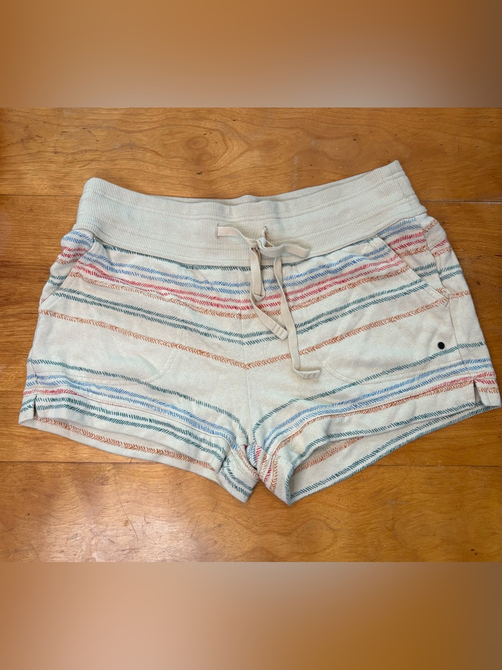 prAna Shorts Womens M Striped French Terry Drawstring Lounge Travel Casual